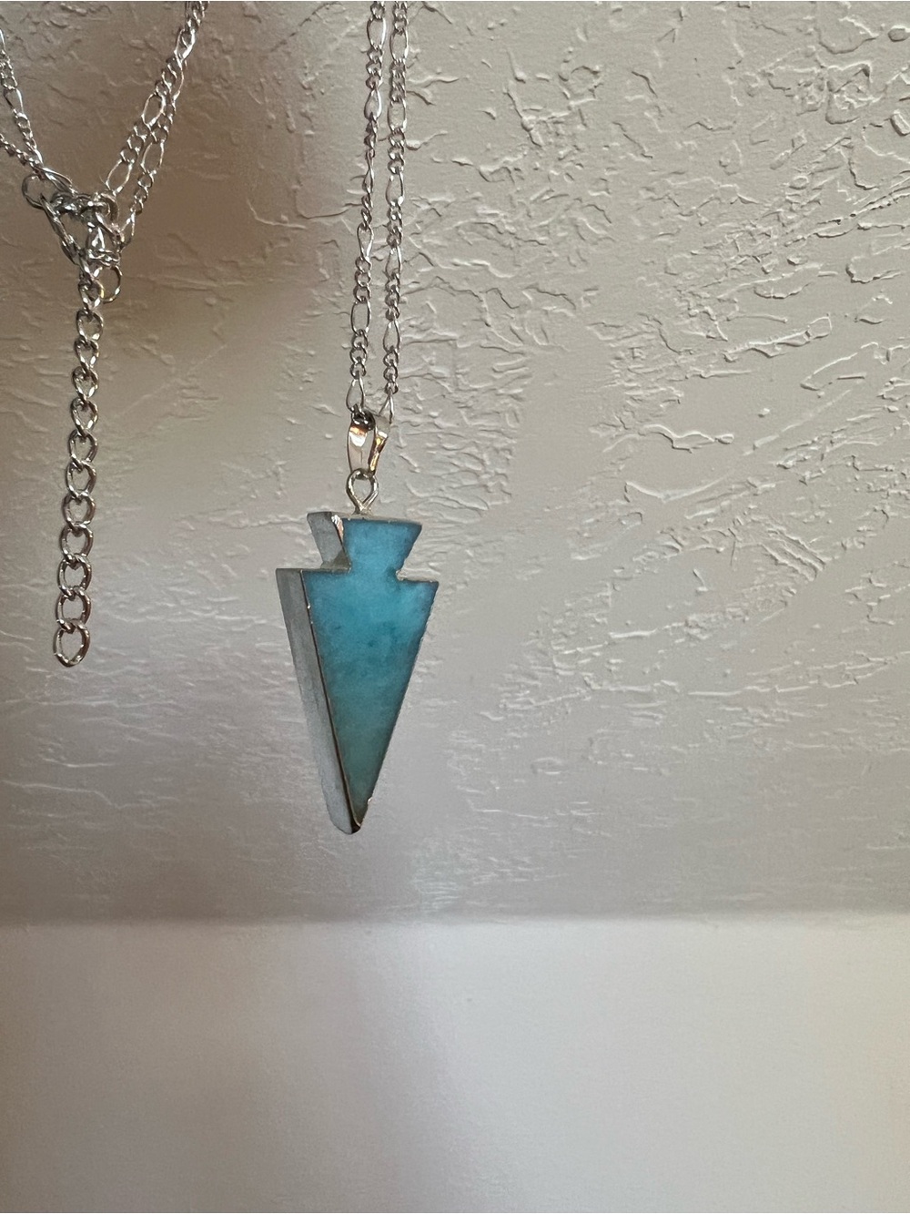 Silver and Blue Arrowhead Pendant Necklace - Picture 3 of 4